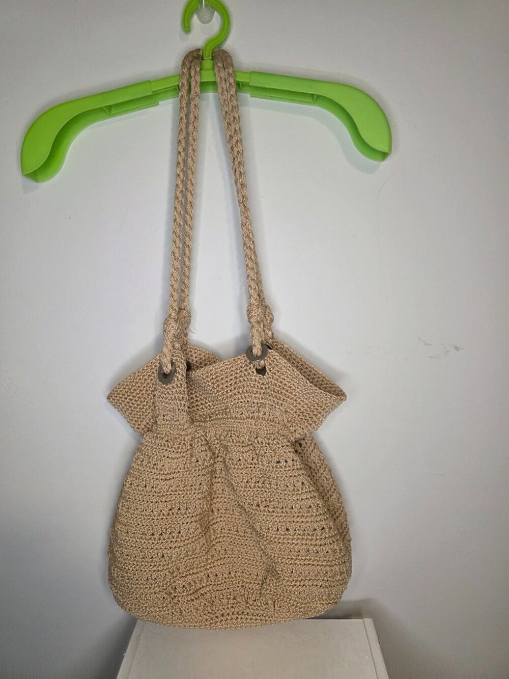 Lina Crochet Tan Purse Snap Closure